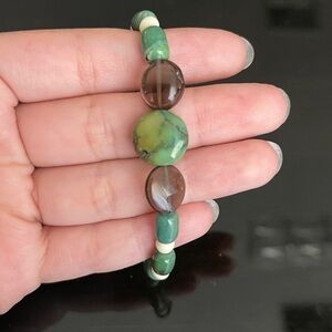 Sterling silver natural stone green bracelet
